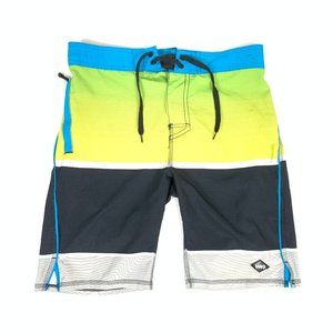 3/$25 West 49 Swim Trunks - Lime Green/Yellow Gradient Board Shorts 28